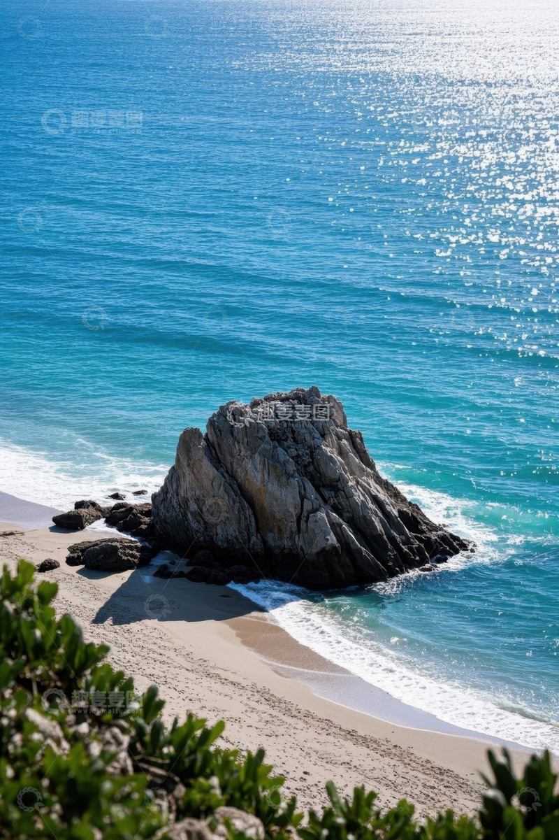 高清大图下载【趣麦麦图】海边沙滩上的礁石景观