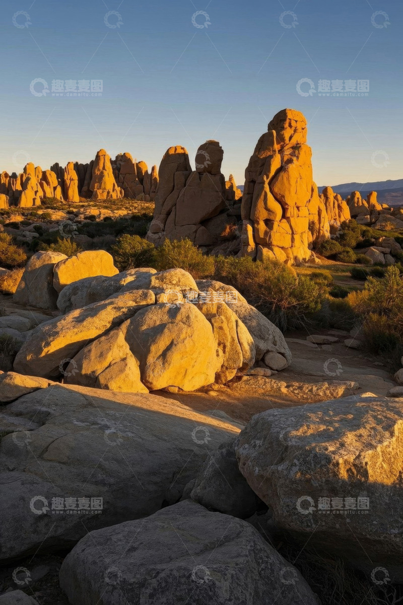 高清大图下载【趣麦麦图】沙漠中形态各异的岩石景观