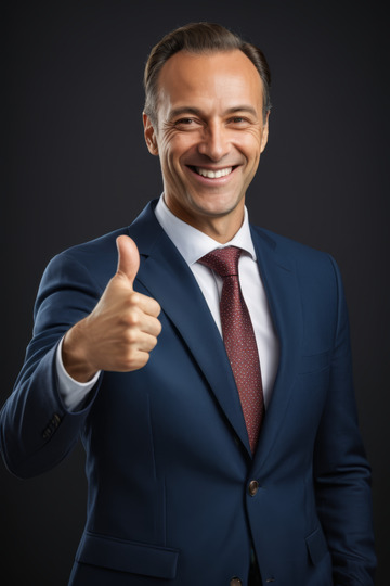 西装男士竖大拇指