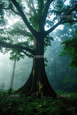 森林中挺拔茂盛的大树
