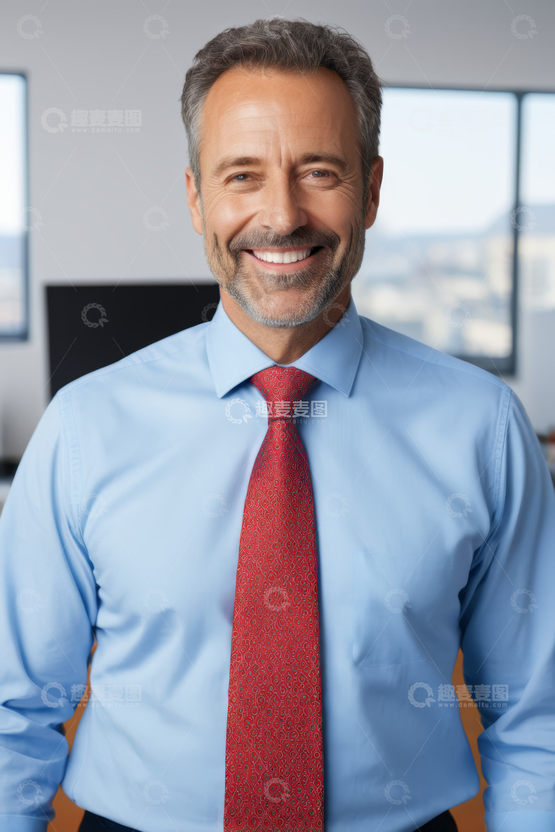 高清大图下载【趣麦麦图】商务男士办公室微笑特写
