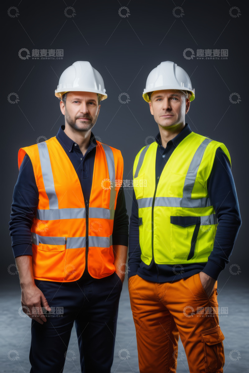高清大图下载【趣麦麦图】身着安全装备的工程人员