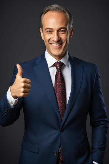 商务男士微笑竖大拇指肖像