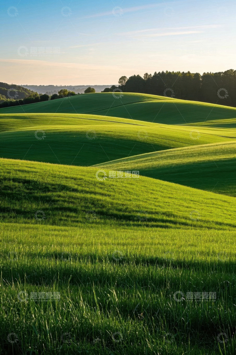 高清大图下载【趣麦麦图】绿色起伏草地自然风光