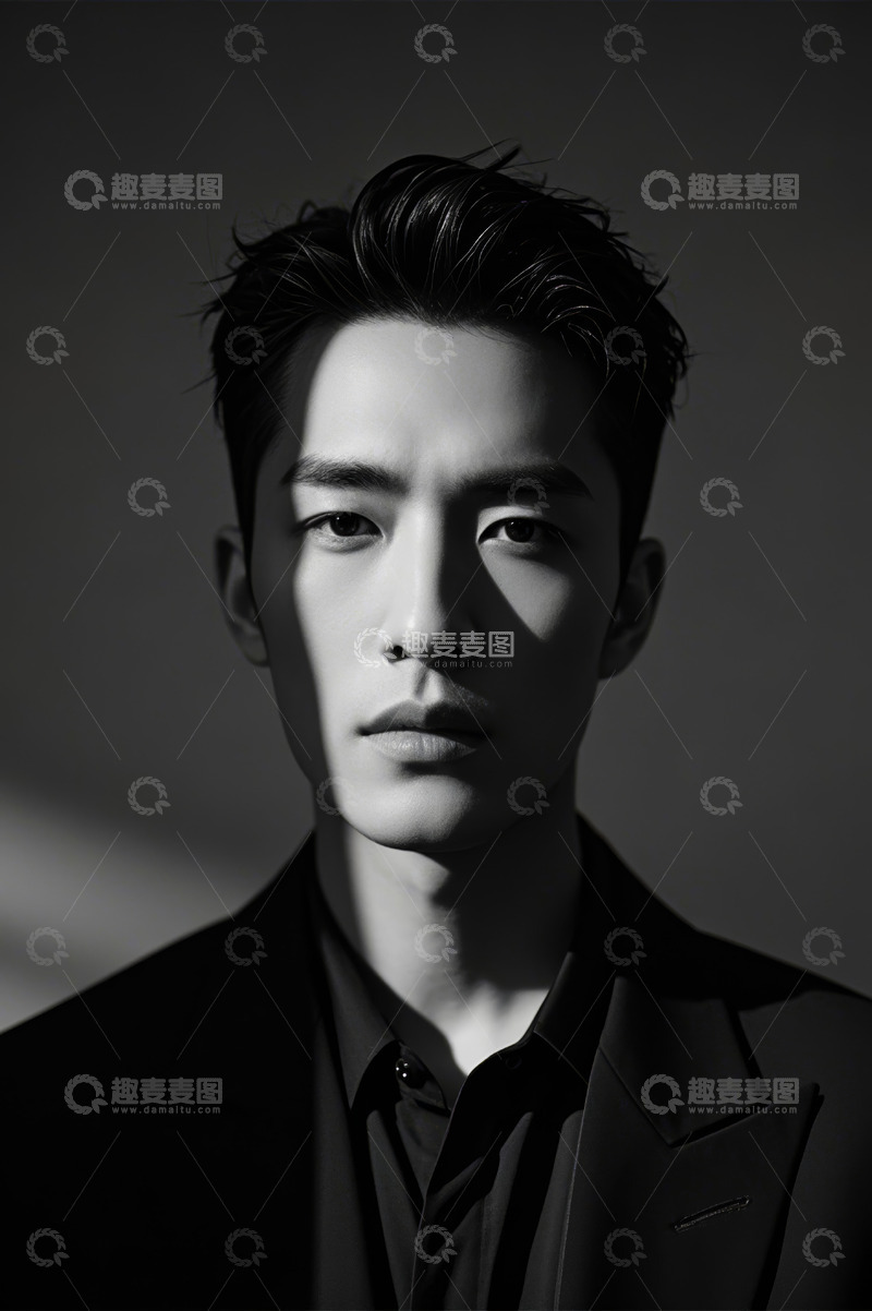 高清大图下载【趣麦麦图】男士黑白肖像特写