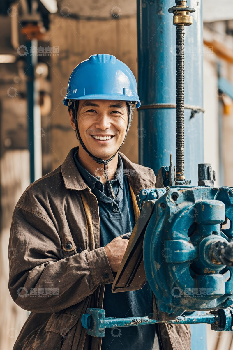 高清大图下载【趣麦麦图】工厂工人操作设备微笑画面