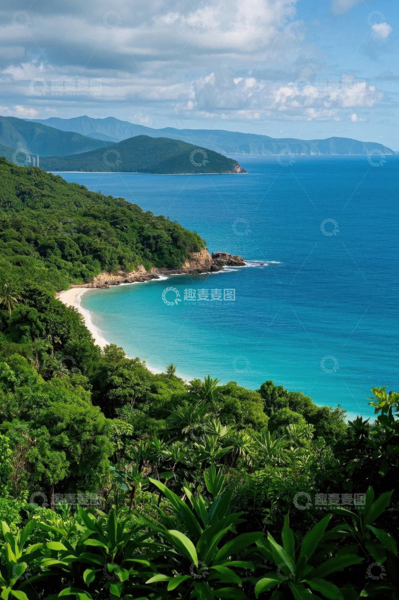 高清大图下载【趣麦麦图】海边山林与沙滩风景