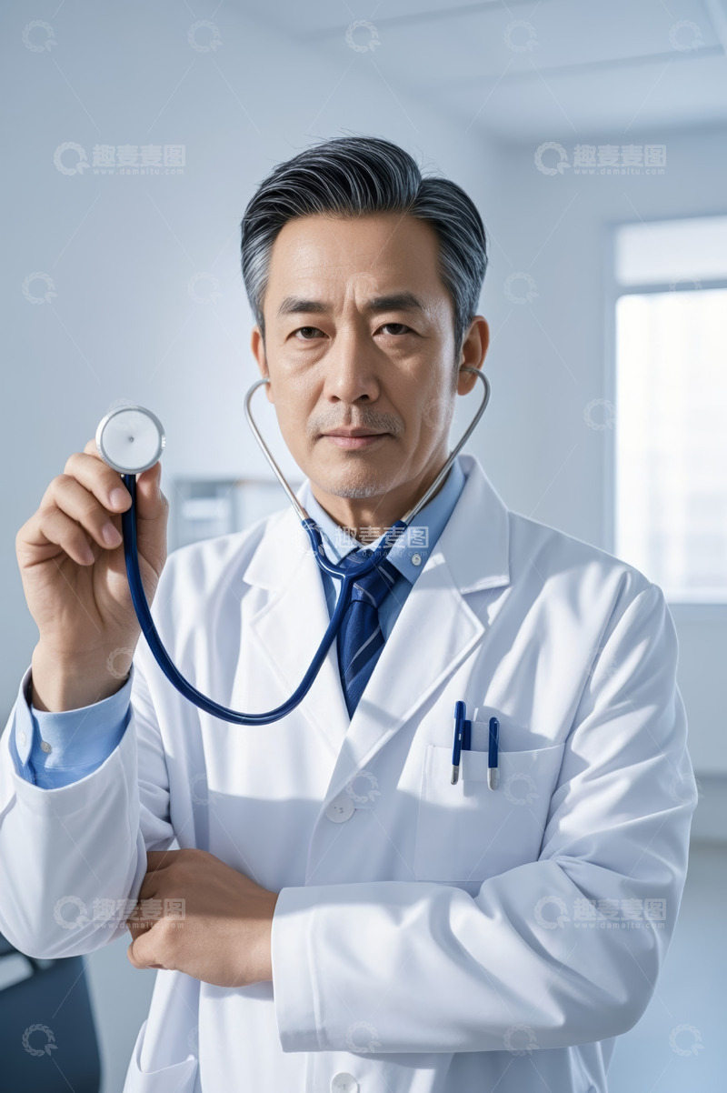 高清大图下载【趣麦麦图】医生手持听诊器