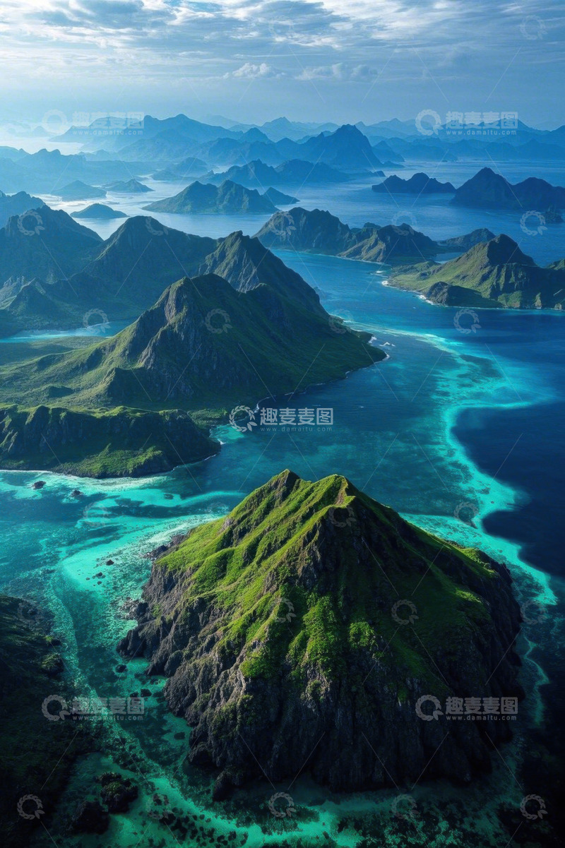 高清大图下载【趣麦麦图】海岛群山自然风光航拍