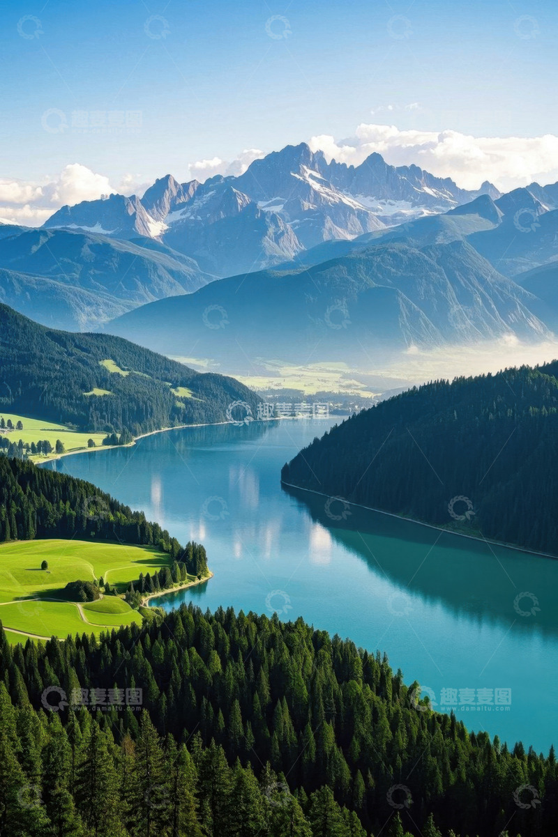 高清大图下载【趣麦麦图】高山湖泊森林自然风光