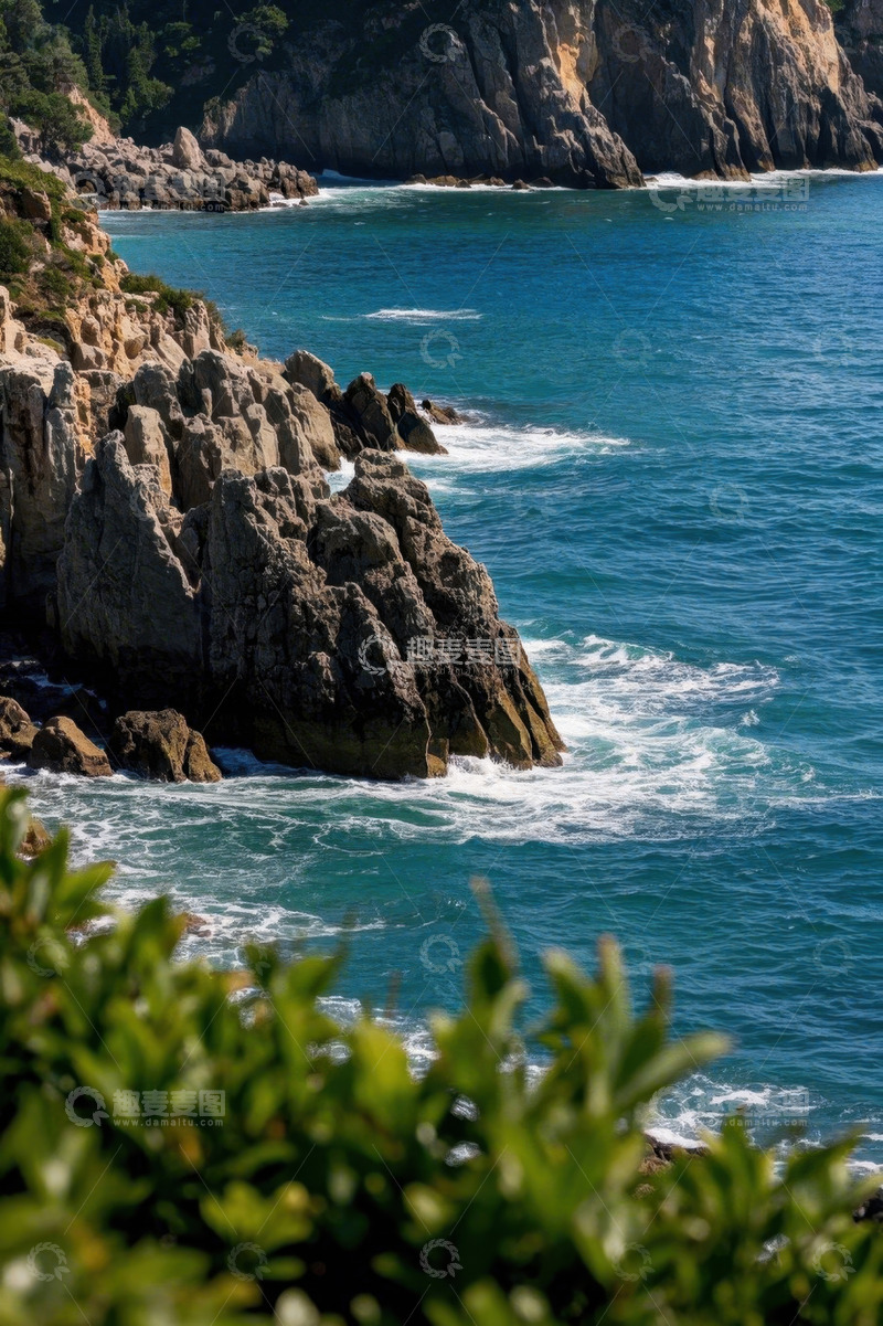 高清大图下载【趣麦麦图】海岸边岩石与海浪景观