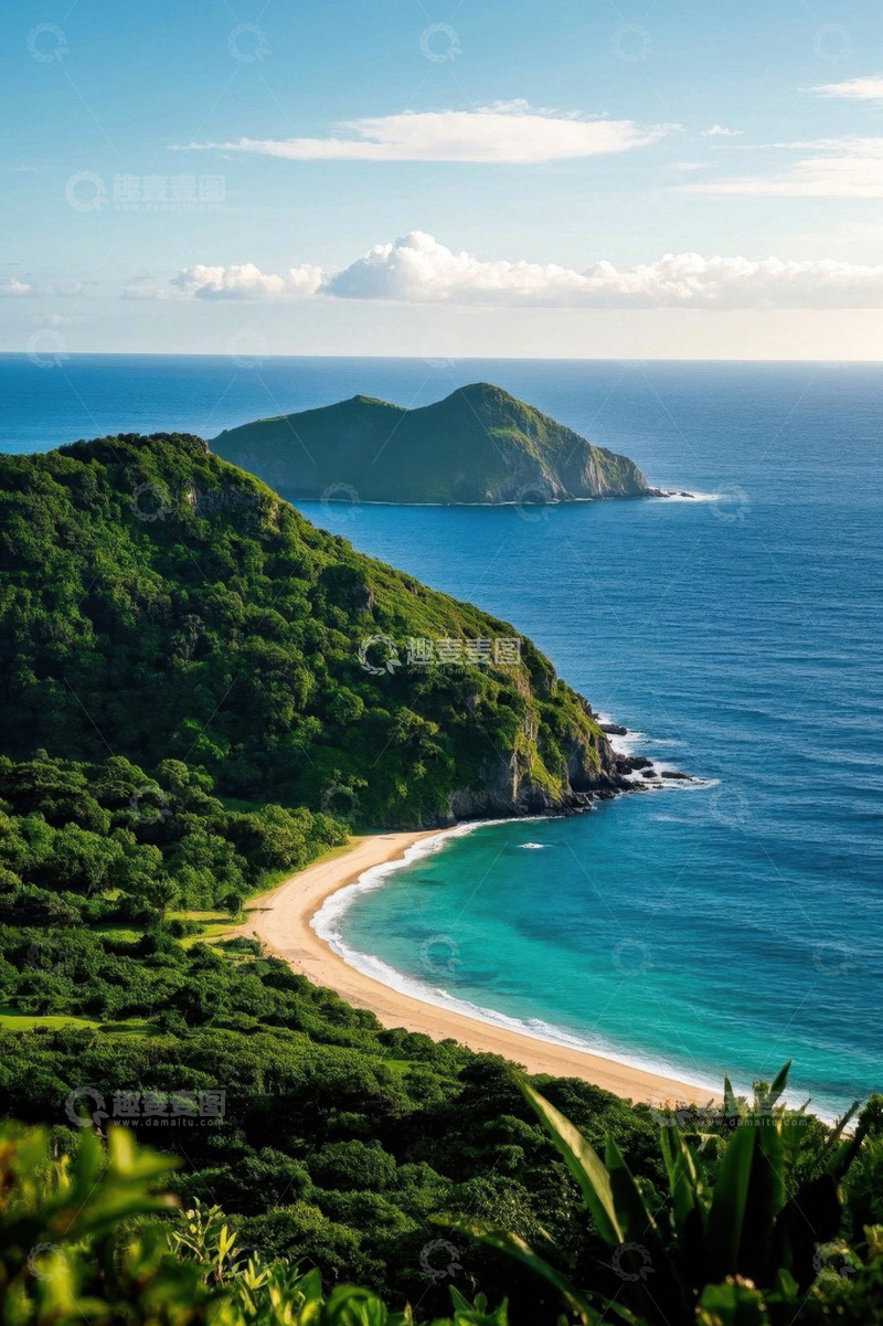 高清大图下载【趣麦麦图】山海相依的海滩自然风光