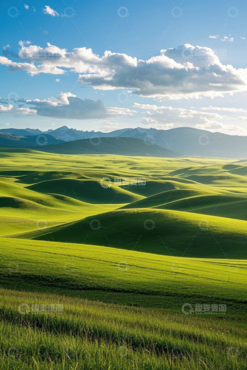 高清大图下载【趣麦麦图】广袤绿色草原自然风光