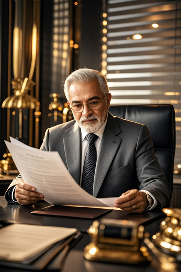 老年商人办公室阅读文件