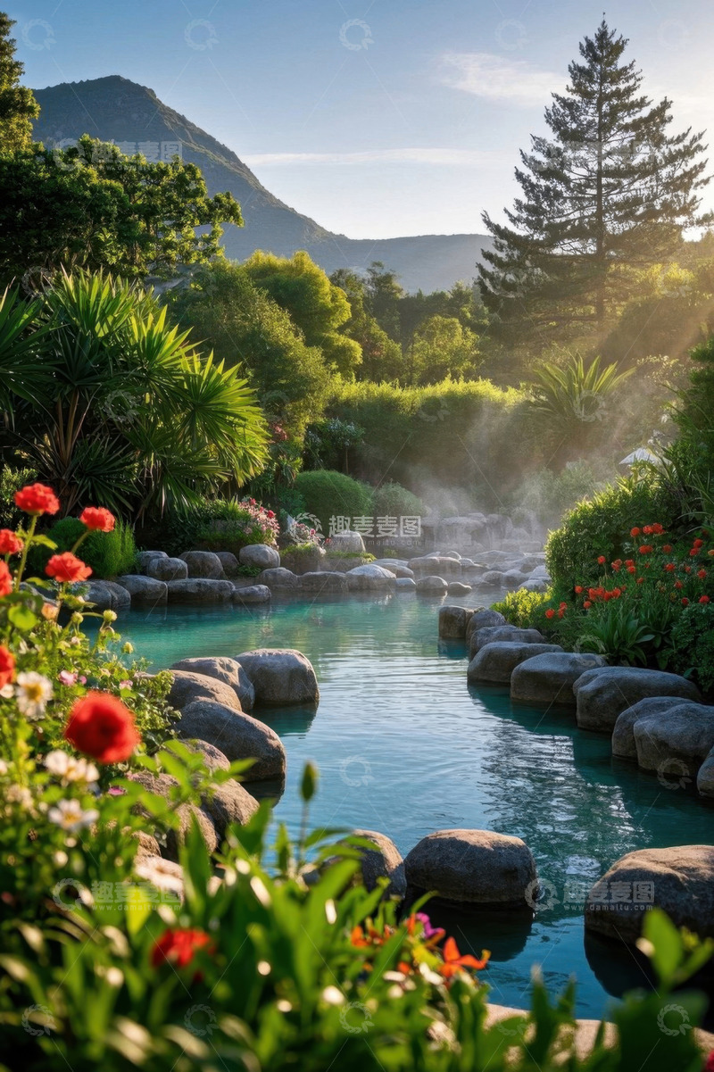 高清大图下载【趣麦麦图】自然户外的溪流与植物景观