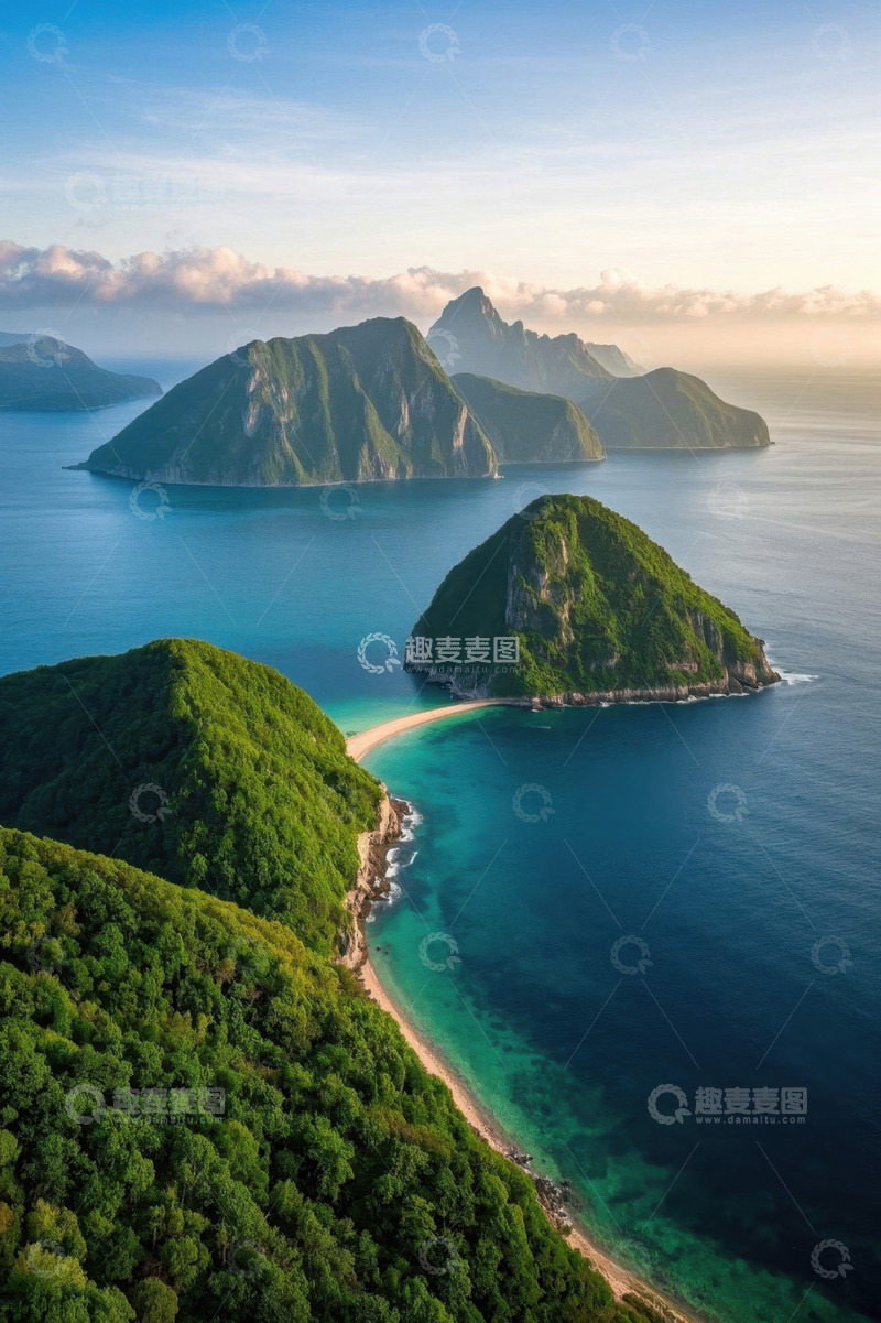 高清大图下载【趣麦麦图】海岛自然风光鸟瞰全景