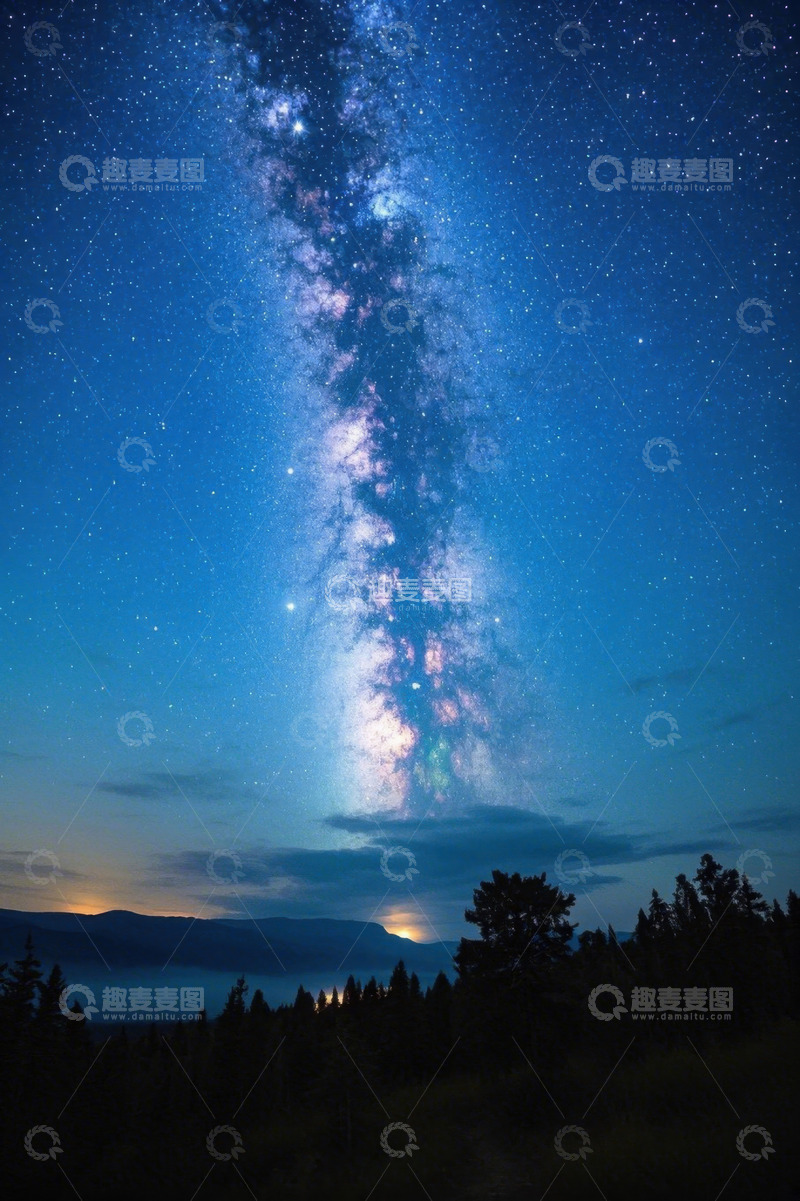 高清大图下载【趣麦麦图】星空下的山林夜景