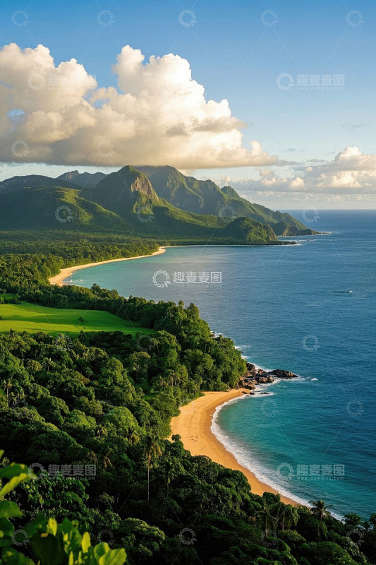 热带海岸自然风光俯瞰