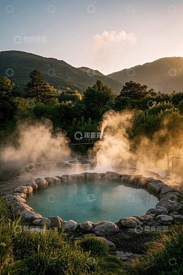 山间自然温泉景观