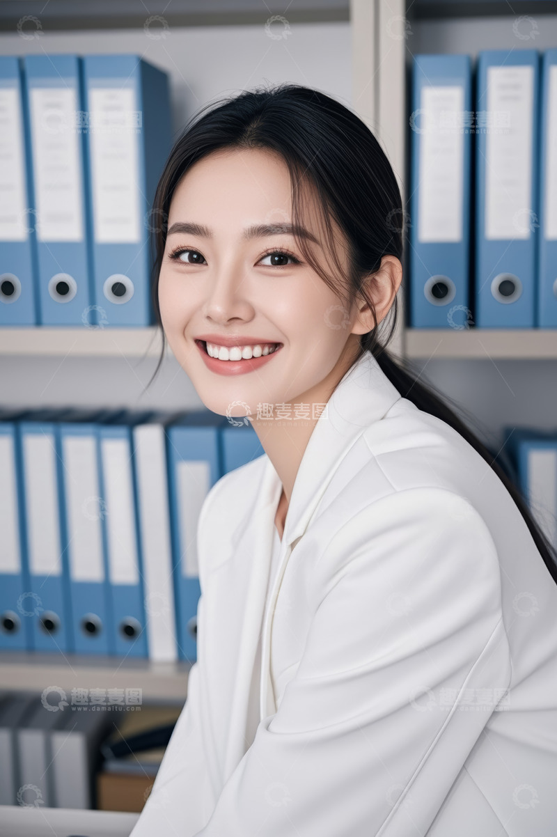 高清大图下载【趣麦麦图】办公室内微笑的职业女性