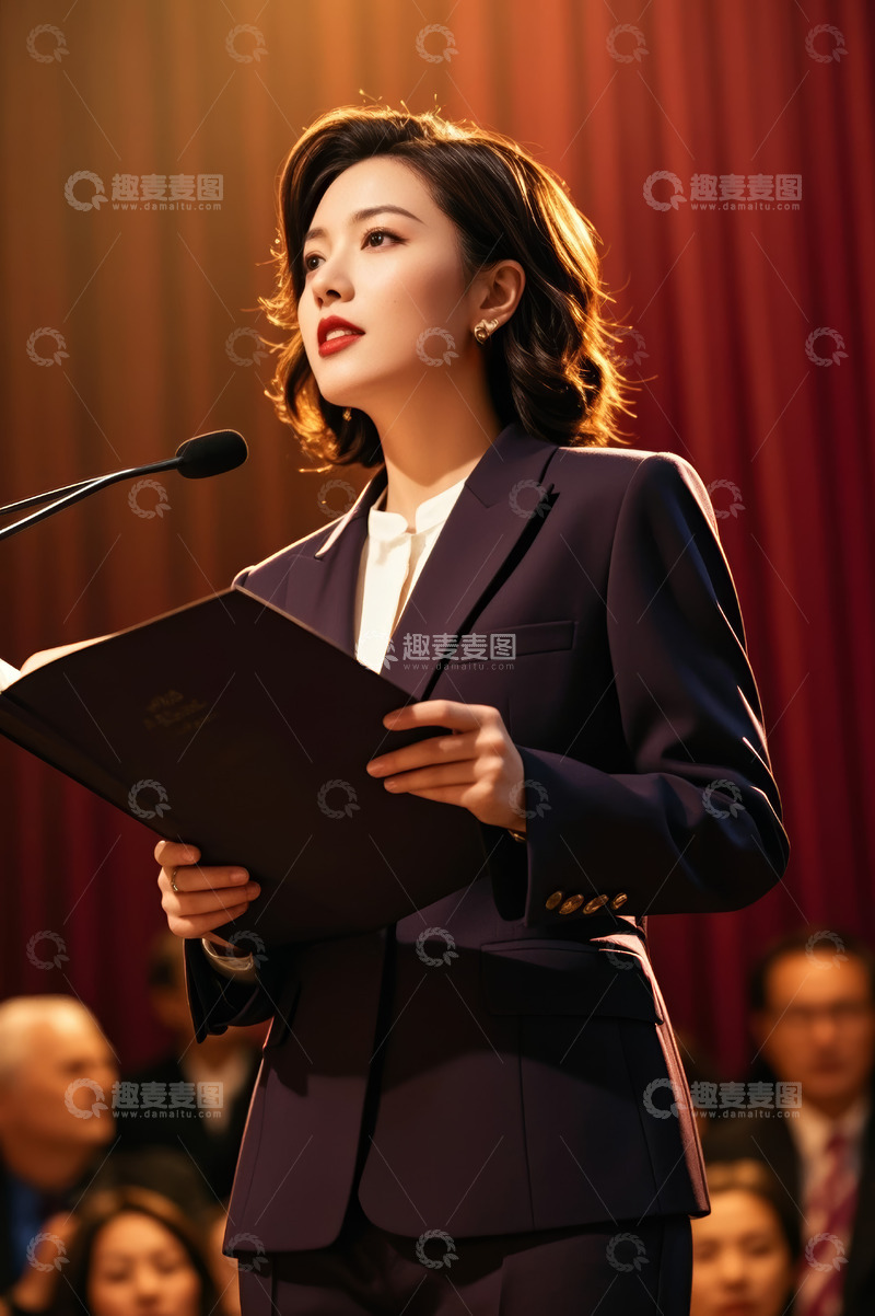 高清大图下载【趣麦麦图】职业女性舞台演讲场景