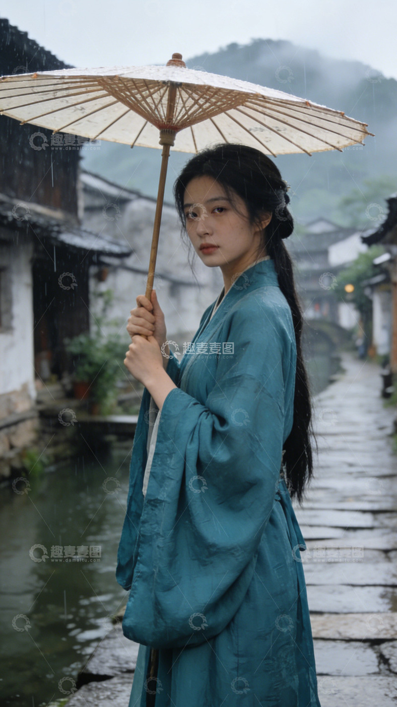 高清大图下载【趣麦麦图】古风雨巷美女伞下摄影
