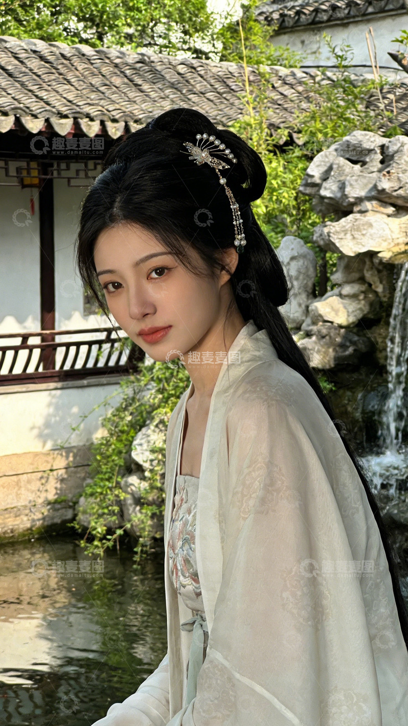 高清大图下载【趣麦麦图】古典园林摄影汉服美女写真