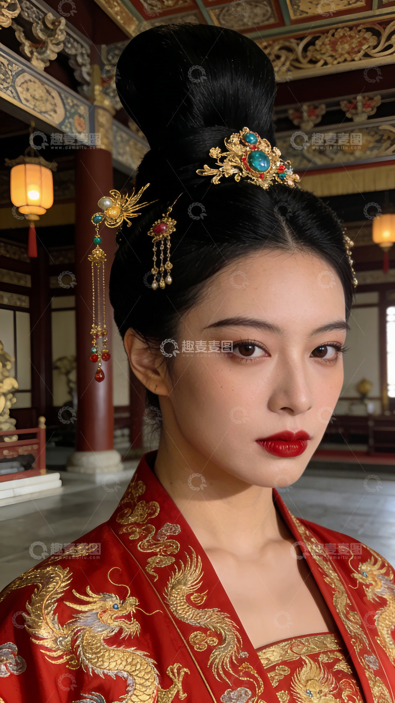 高清大图下载【趣麦麦图】-古装美人传统发饰服饰摄影