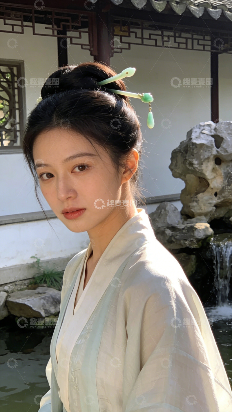 高清大图下载【趣麦麦图】古典园林汉服女子摄影写真