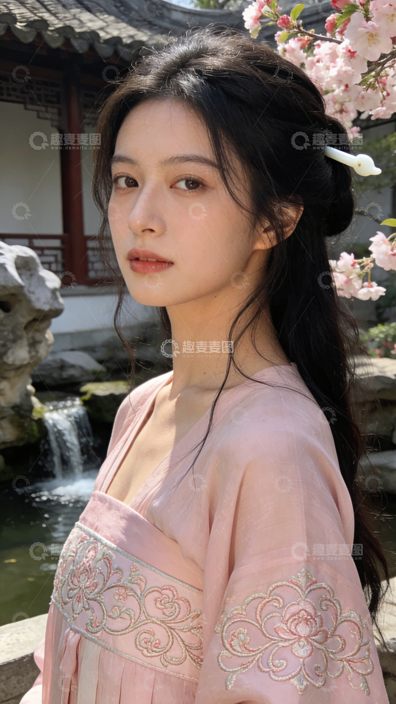 高清大图下载【趣麦麦图】古典园林汉服美人写真