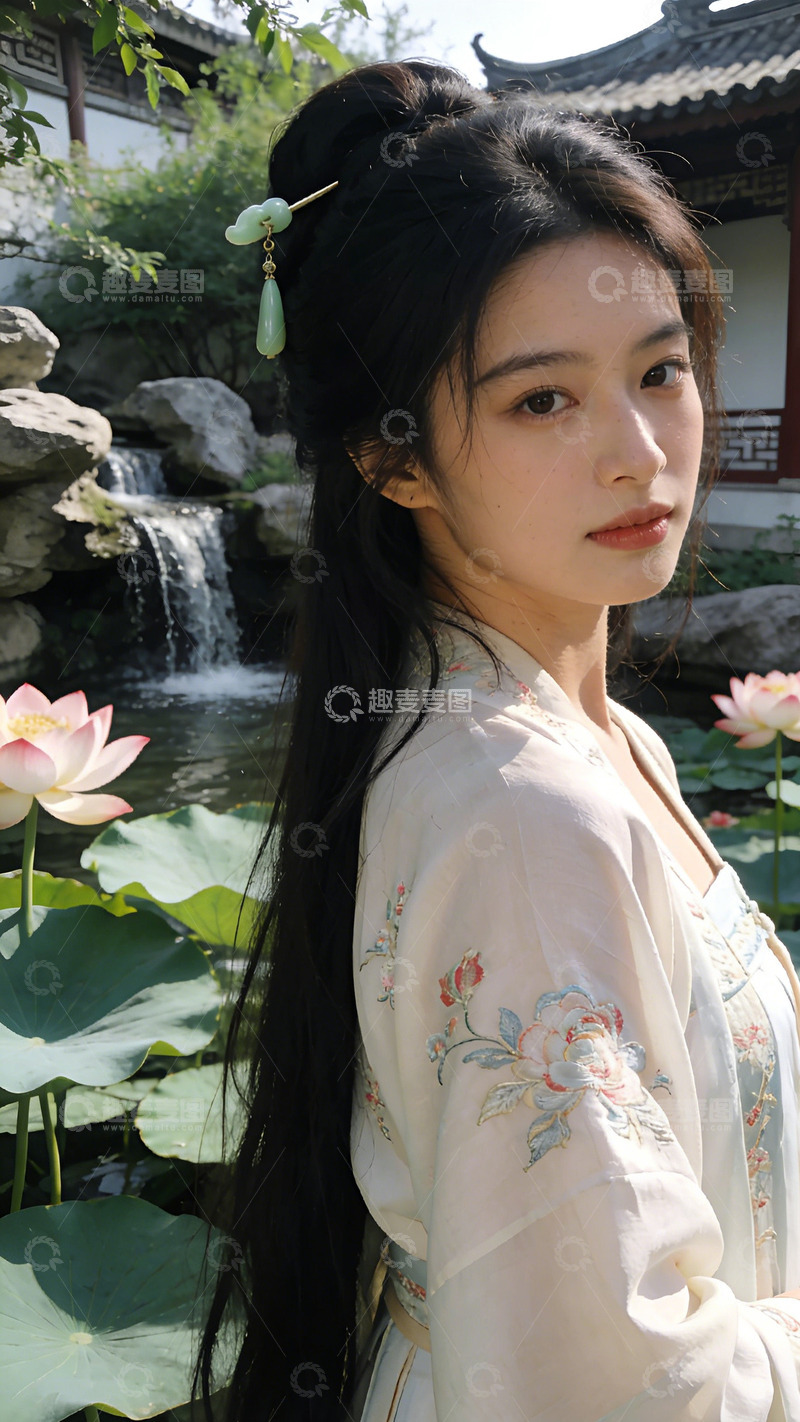 高清大图下载【趣麦麦图】古典园林汉服美女写真摄影