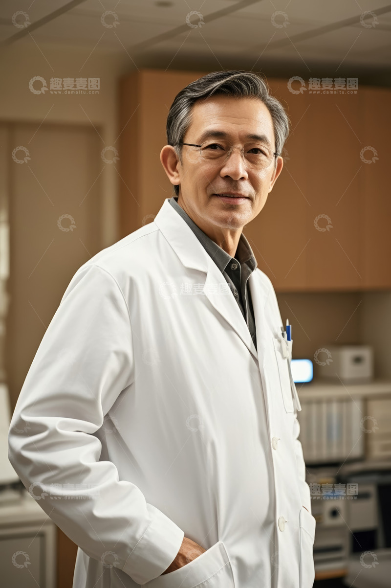 高清大图下载【趣麦麦图】医院里微笑的中年男医生