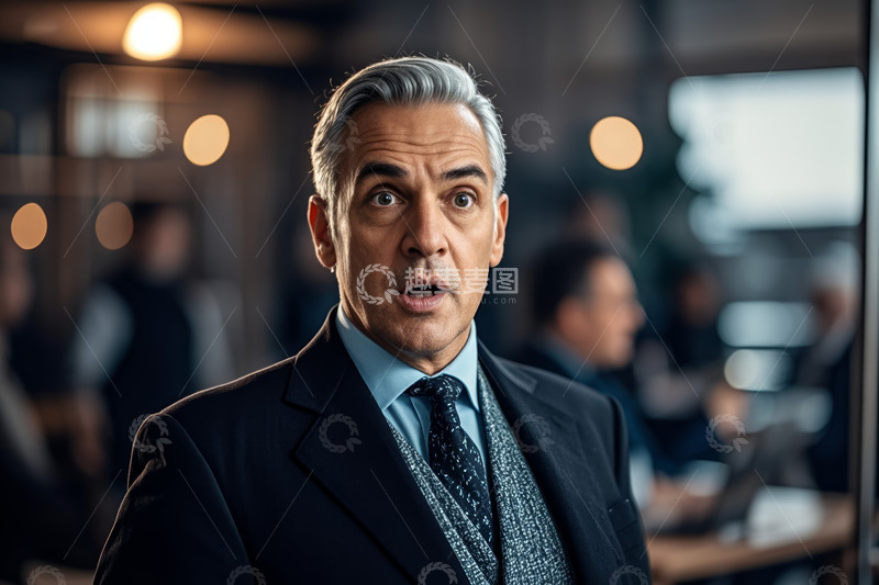 高清大图下载【趣麦麦图】商务男士室内惊讶表情特写
