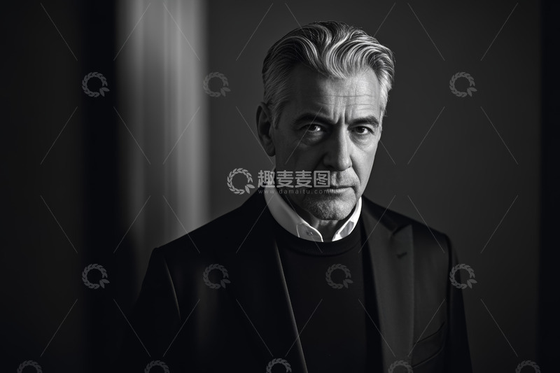 高清大图下载【趣麦麦图】西装白发男子肖像