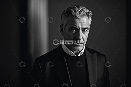 西装白发男子肖像
