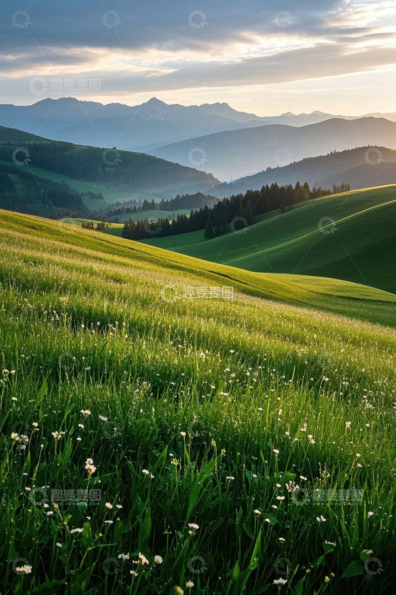高清大图下载【趣麦麦图】山间绿色草原自然风光
