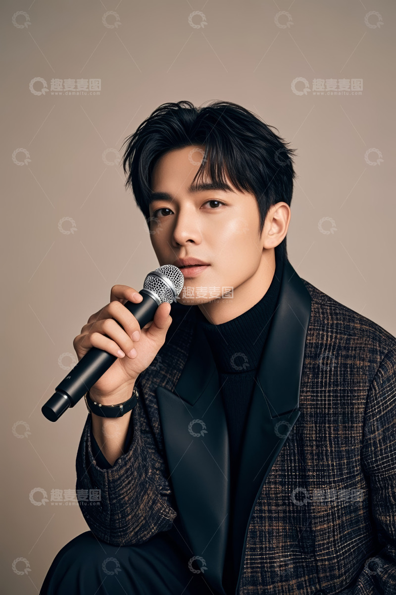 高清大图下载【趣麦麦图】手持麦克风男士肖像