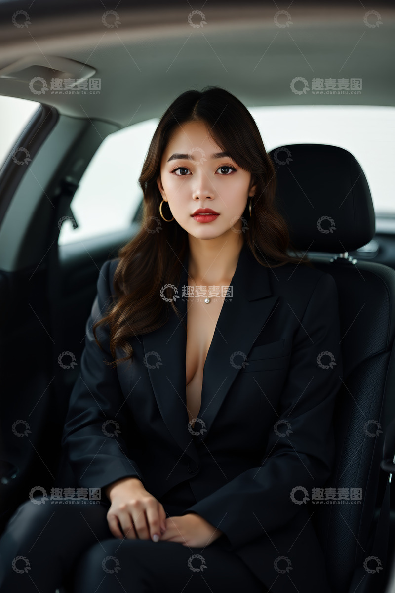 高清大图下载【趣麦麦图】车内职业女性肖像
