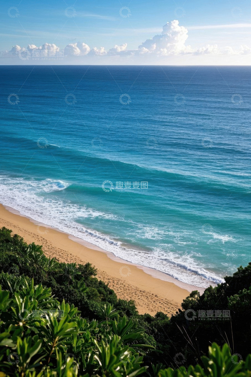 高清大图下载【趣麦麦图】蓝色海洋与沙滩风景