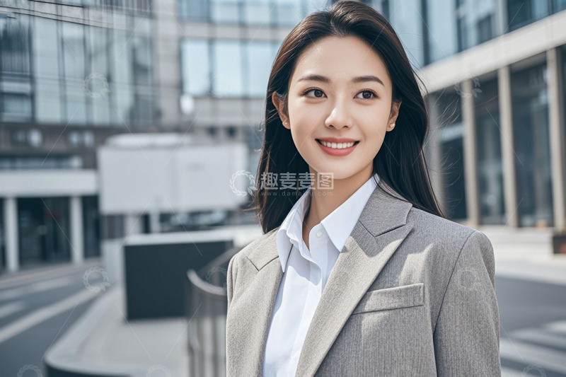 高清大图下载【趣麦麦图】户外微笑的商务女性