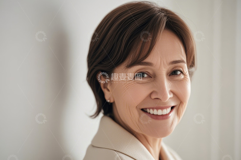 高清大图下载【趣麦麦图】微笑成熟女性人物肖像特写