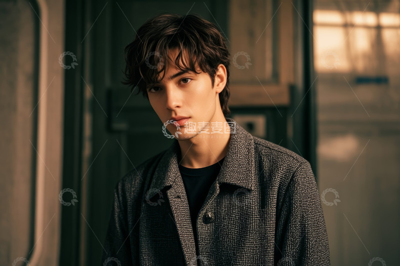 高清大图下载【趣麦麦图】穿着大衣的年轻男子人像