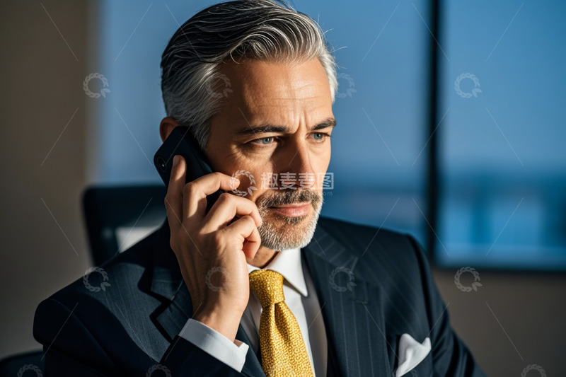 高清大图下载【趣麦麦图】商务男士办公室打电话场景