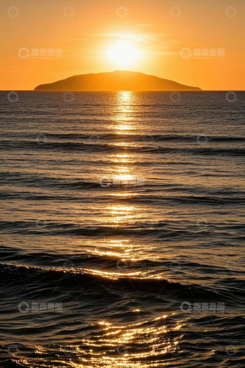 高清大图下载【趣麦麦图】海上日落远景