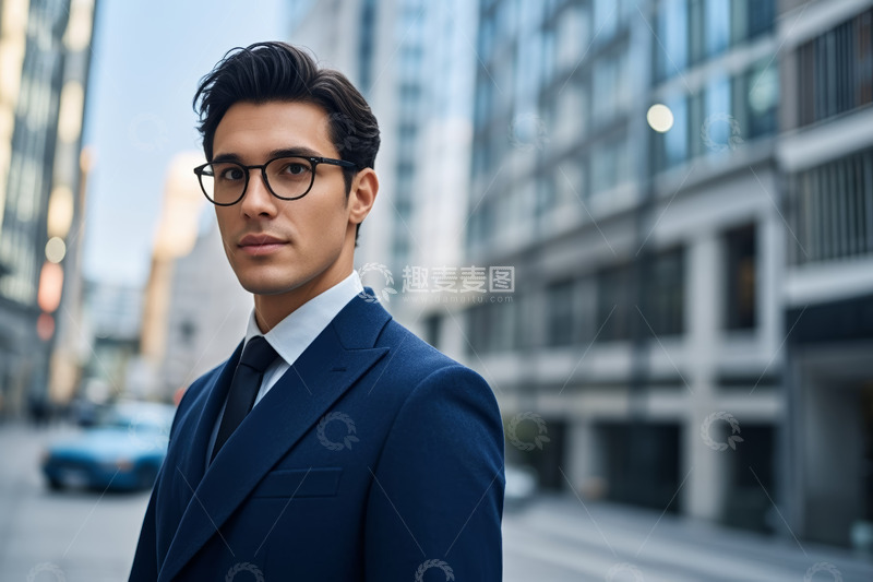 高清大图下载【趣麦麦图】城市街道身着西装的男士