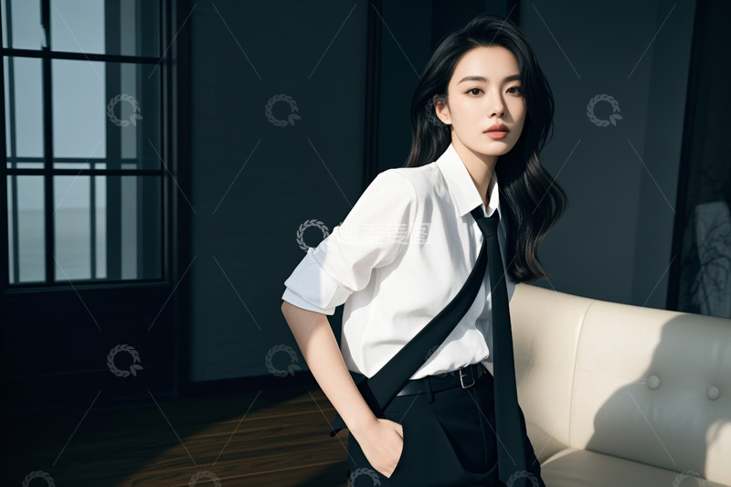 高清大图下载【趣麦麦图】身着正装的女性室内肖像