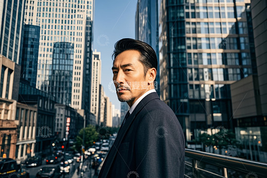 城市中身着西装的商务男士