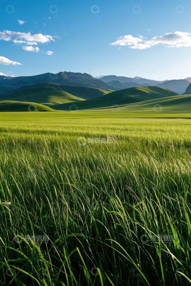 高清大图下载【趣麦麦图】广袤草原与远山自然风光