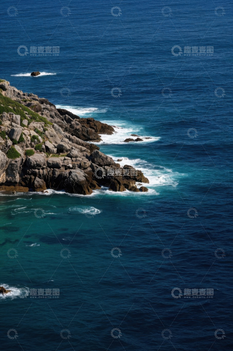 高清大图下载【趣麦麦图】海岸边蓝色海洋与岩石景观