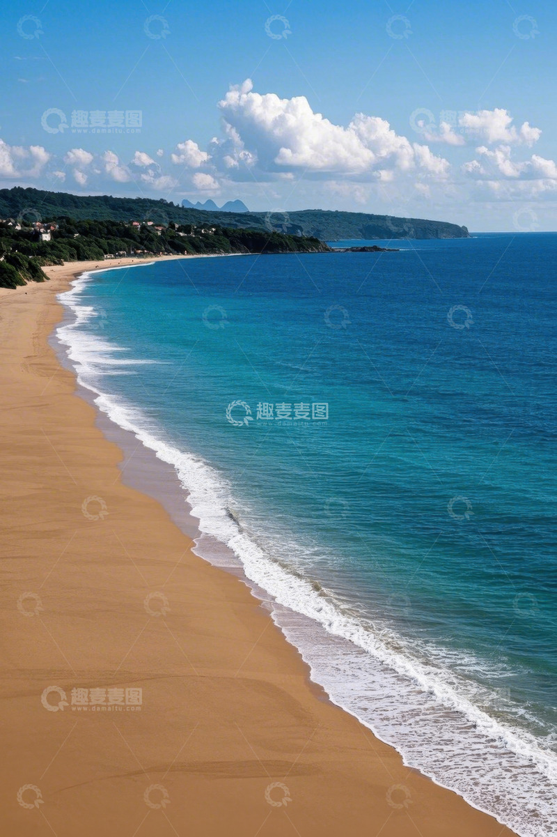 高清大图下载【趣麦麦图】海岸边沙滩与蓝色海洋景观